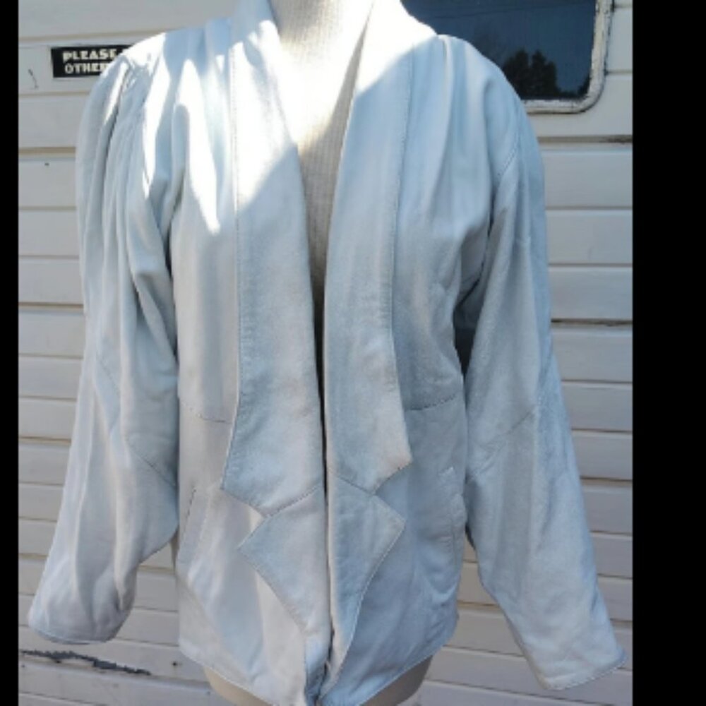 MODE Vintage White Women's Vintage Leather Jacket Size Small Made In Turkey.